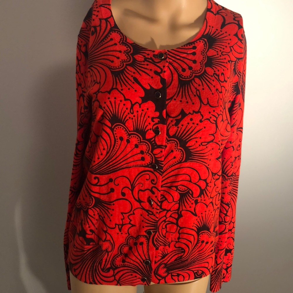 Talbots polka front cardigan.Size Lp